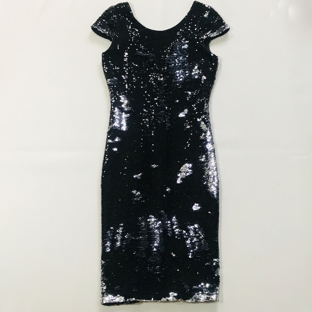 Renn reversible sequin sexy dress Black/Silver NWT